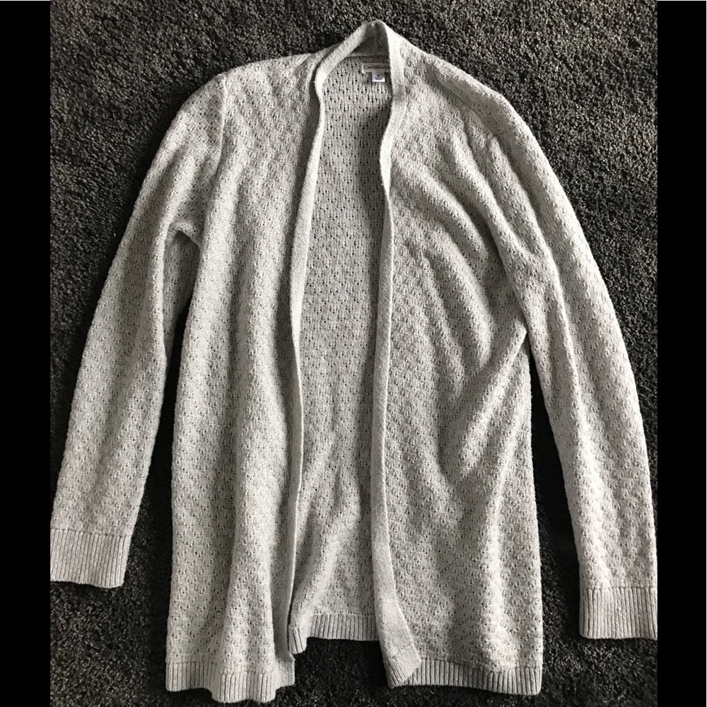 Long light gray knit cardigan